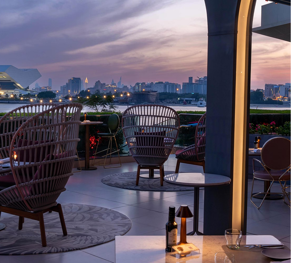 Luxury hotel room and dining space